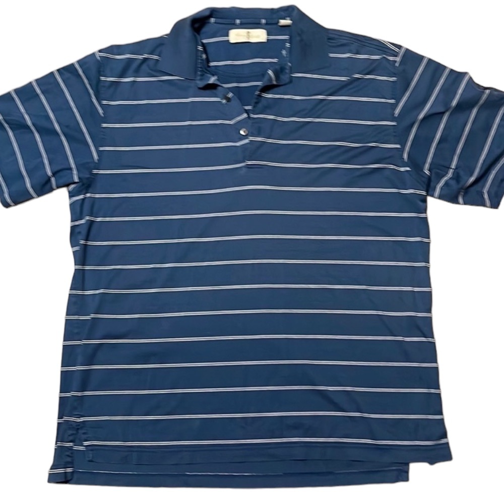Harry Vardon Mens Short Sleeve Blue Striped Golf Shirt Large